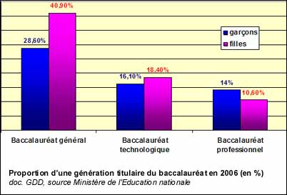 Proportion d’une génération titulaire du baccalauréat en 2006