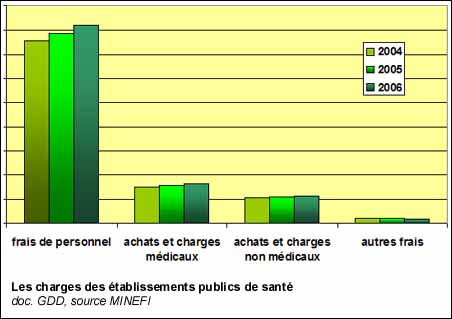 Répartition et évolution des charges dans les établissements publics de soin