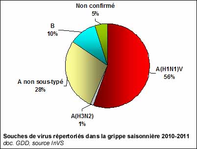 Souches de virus répertoriés dans la grippe saisonnière 2010-2011