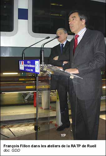 François Fillon dans les ateliers de maintenance RATP de Rueil-Malmaison