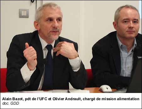 Alain Bazot, pdt de l'UFC et Olivier Andrault, chargé de mission alimentation