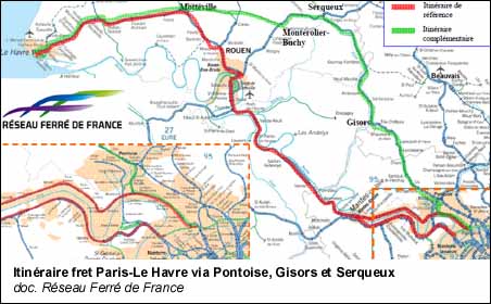 Itinéraire fret Paris-Le Havre via Pontoise, Gisors et Serqueux