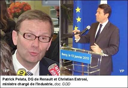 Patrick Pelata, DG de Renault et Christian Estrosi, <br />ministre chargé de l'Industrie,