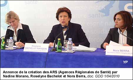 Annonce de la création des ARS (Agences Régionales de Santé) par Nadine Morano, Roselyne Bachelot et Nora Berra, 