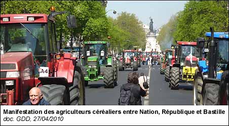 Manifestation des agriculteurs céréaliers entre Nation, République et Bastille