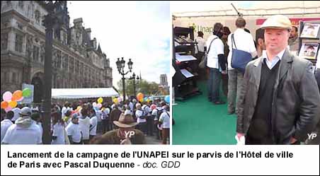 Lancement de la campagne de l'UNAPEI sur le parvis de l'Hôtel de ville de Paris avec Pascal Duquenne