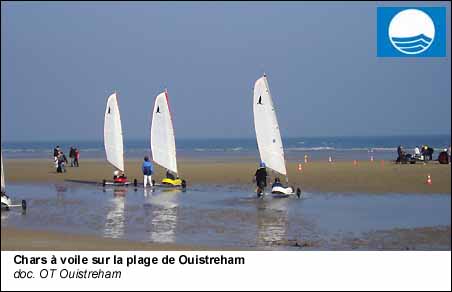 Chars à voile sur la plage de Ouistreham