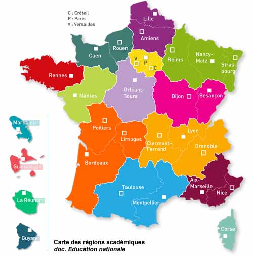 Carte des régions académiques (doc. Yalta Production)