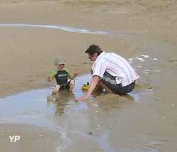 un père et son fils sur la plage 