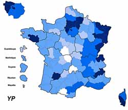 Cas de coronavirus par région (10/03/2020)