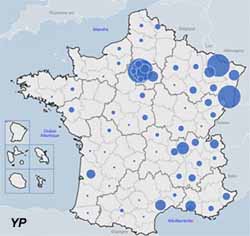 Carte du nombre décès au 6 avril (source Santé Publique France) 